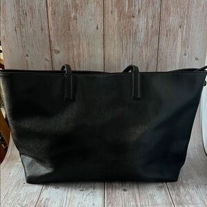 Apt. 9 Black Saffiano Textured Tote Bag | Top Zip Work Bag | Large | Like New